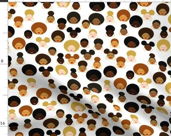 Afro Fabric - Curly Girls By Seaside Snuggles Qpc - Afro Hair Beauty Hairstyles Hair Salon Cotton Fabric By The Yard With Spoonflower