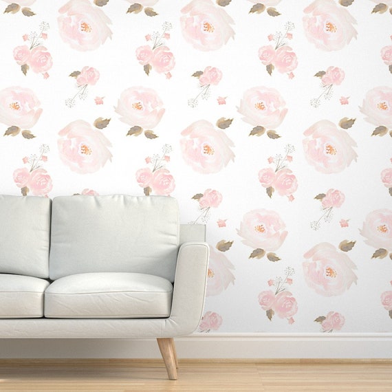 Peel-and-Stick Removable Wallpaper Indy Bloom Pastel Pink Floral Pattern Nursery