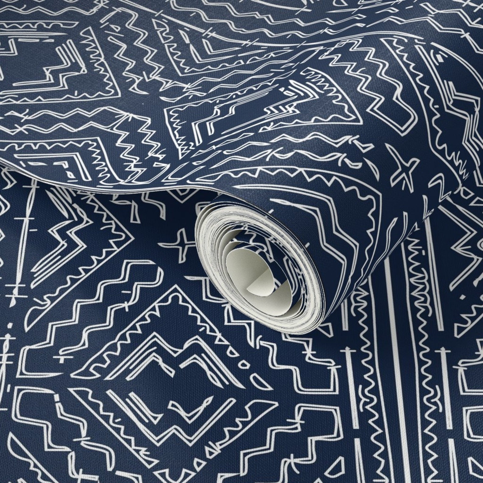 Mudcloth Wallpaper African Mud Cloth Mudcloth Tribal Blue by - Etsy