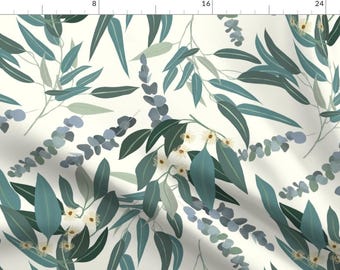 Eucalyptus Fabric - Eucalyptus By Nina Leth - Eucalyptus Green Beige Nature Greenery Foliage Calm Cotton Fabric By The Yard With Spoonflower