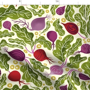 Vegetable Fabric - Beets By Trendy Creation Prints - Gardening Produce Green Burgundy Veggies Cotton Fabric By The Yard With Spoonflower