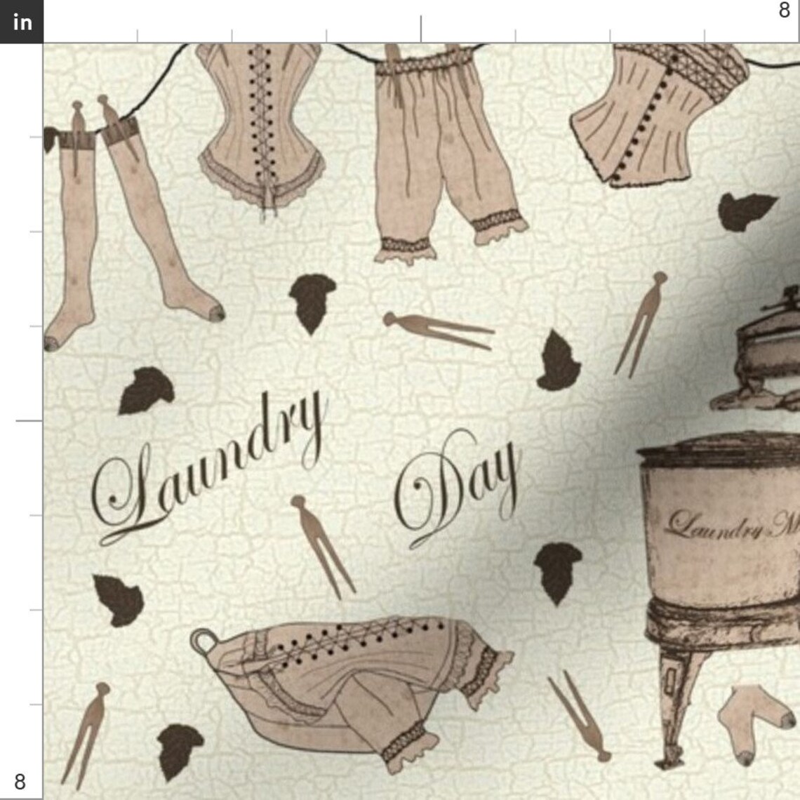 Laundry Fabric Vintage Laundry Day by Jabiroo Vintage Etsy