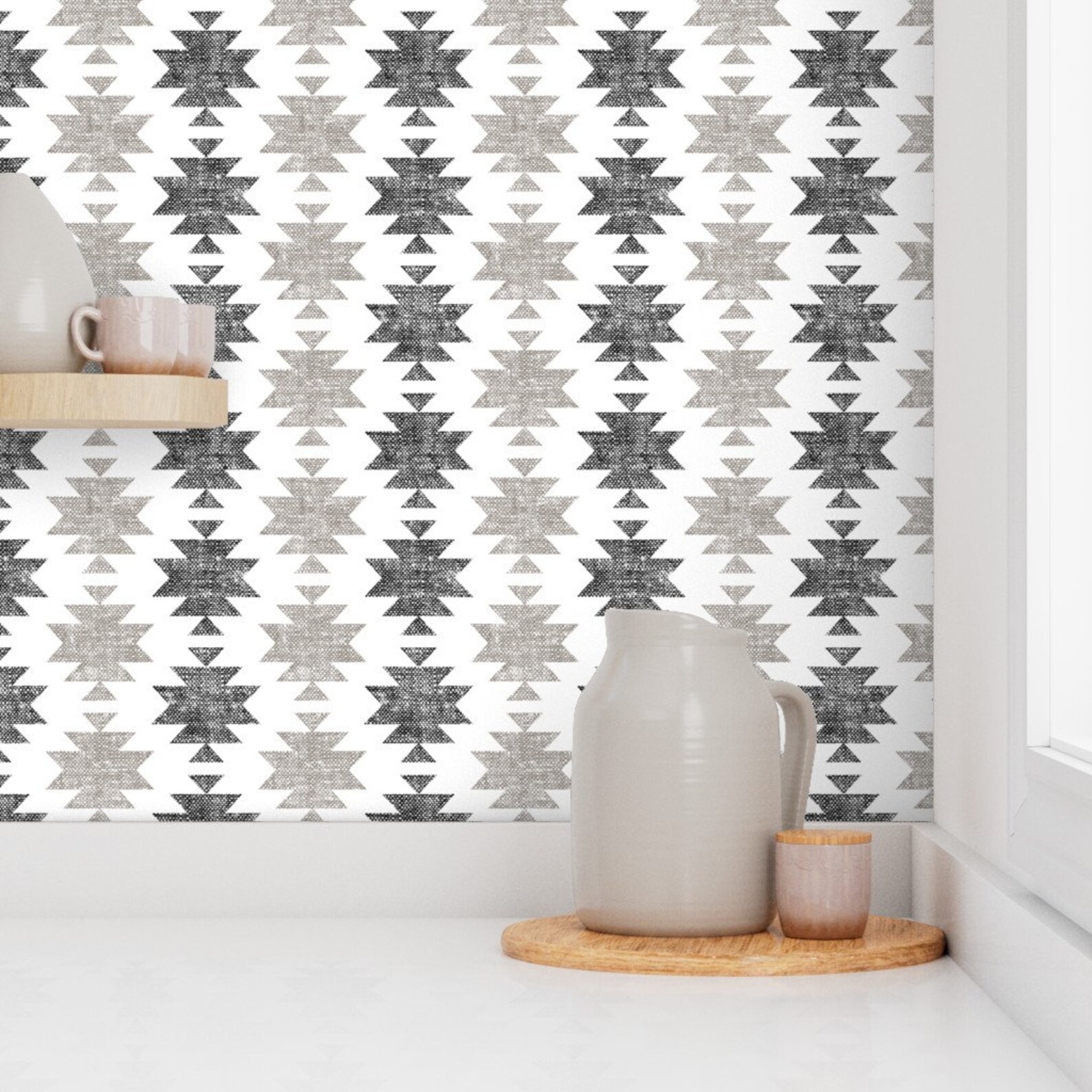 Aztec Wallpaper Modern Aztec by Littlearrowdesign Neutral - Etsy