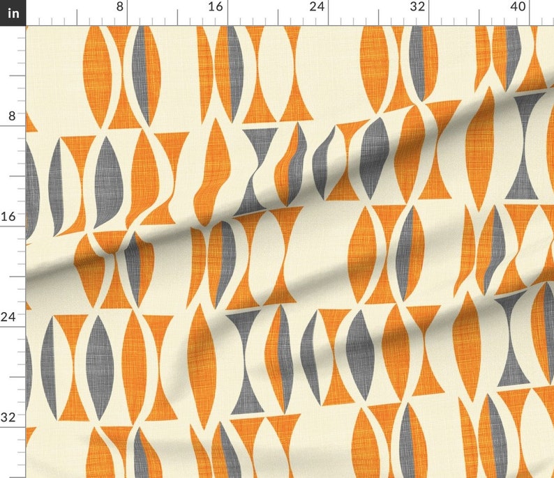 Abstract Geometric Fabric Field in Orange Gray by Chicca Etsy