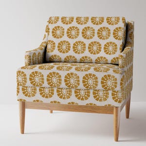 Boho Golden Floral Upholstery Fabric- Boho Bloom by littlearrowdecor - Modern Farmhouse Mustard Gold Fabric By The Yard With Spoonflower image 5