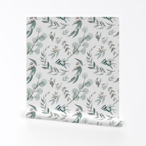 Australian Botanical Wallpaper - Eucalyptus Leaves by erin__kendal - Rustic Farmhouse  Removable Peel and Stick Wallpaper by Spoonflower