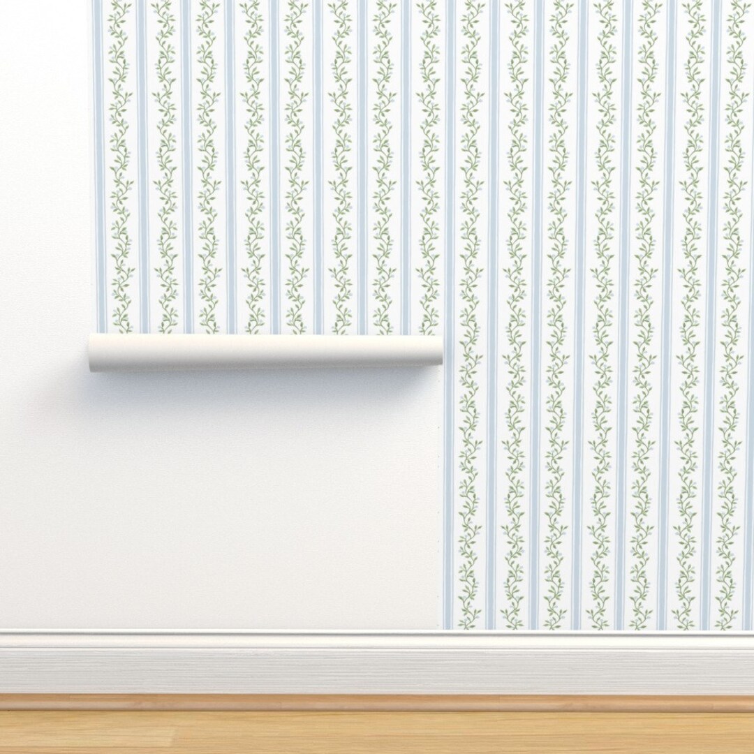 Sage Green Stripe Wallpaper Libby Stripe by Danika_herrick Etsy