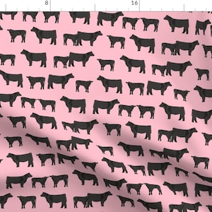 Black Angus Fabric - Black Angus Fabric Pink By Petfriendly - Cowgirl Farm Girl Nursery Decor Cotton Fabric By The Yard With Spoonflower