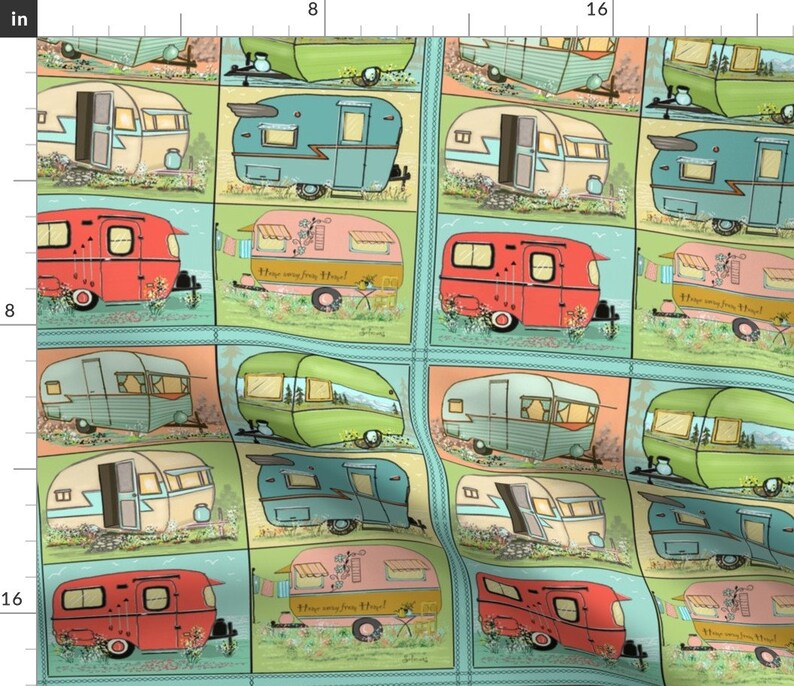 Camping Fabric Quilting Panel Camping With Camper Squares by Etsy Canada