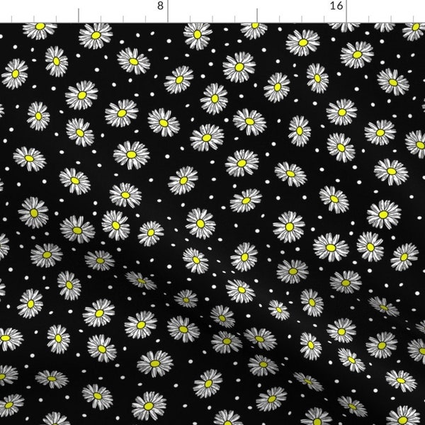 White Daisy Fabric - Daisy Dots  by faye_giblin - Retro 90s Summer Days Uplifting Cheerful Small Floral Fabric by the Yard by Spoonflower