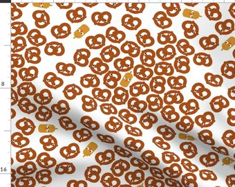 Cute Pretzel Fabric - Pretzels Mustard By Heidikenney - Pretzel Kawaii Kids Food Mustard Germany Cotton Fabric By The Yard With Spoonflower