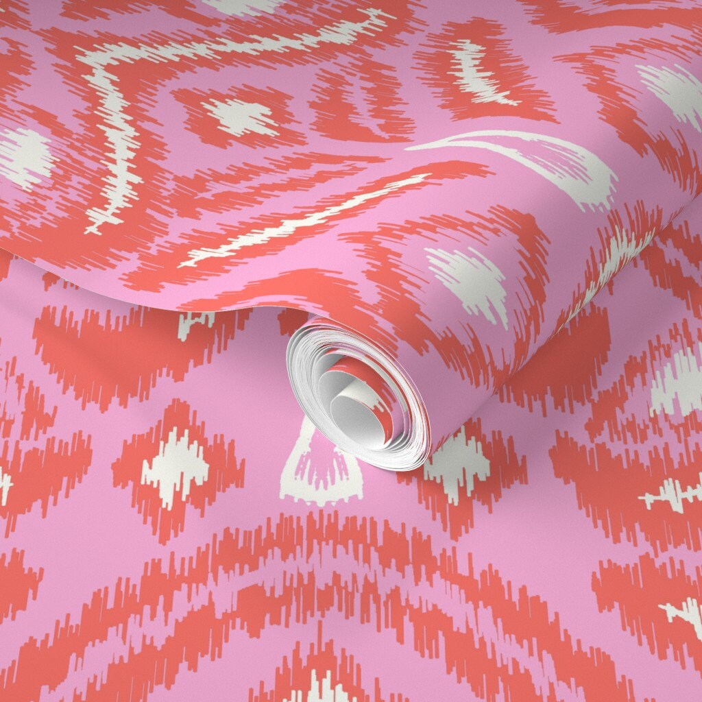 Ikat Wallpaper Ikat Flower by Vivdesign Colorful Jumbo - Etsy