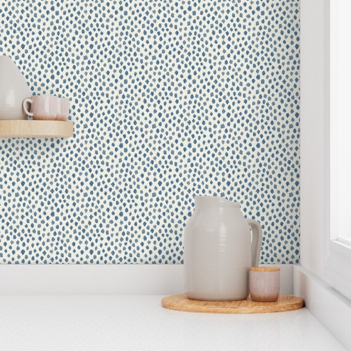 Mini Polka Dot Wallpaper Blue Spots by Danika Herrick Etsy