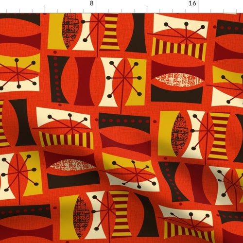 Mid Century Modern Home Decor Fabric Autumn Daze Ginger by Etsy
