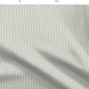 Sage Green Gingham Fabric - Tiny Gingham Sage Green By Misstiina - Green Geometric Squares Cotton Fabric By The Yard With Spoonflower