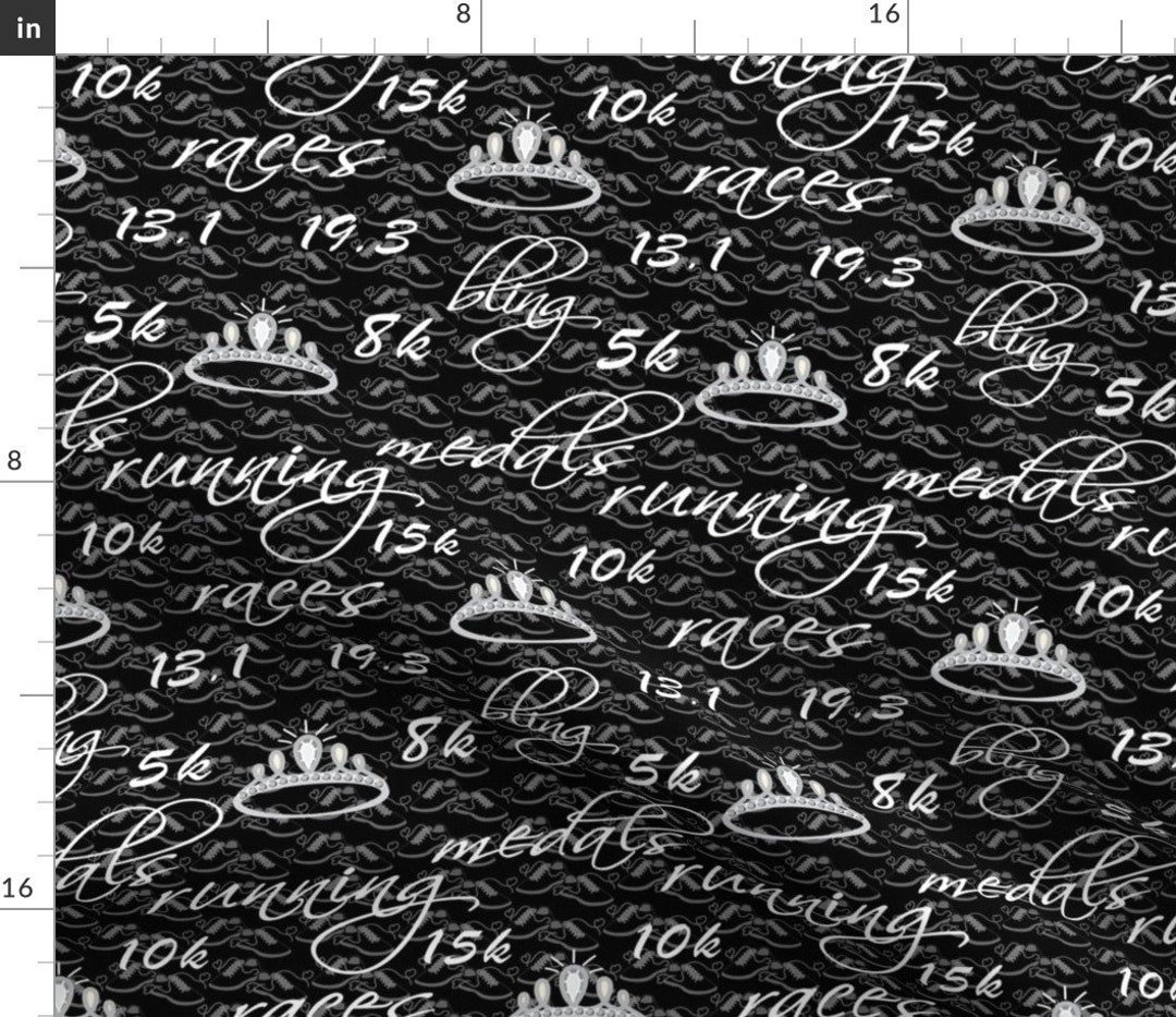 Black and White Running Fabric Run for the Bling Girls by Vo_aka