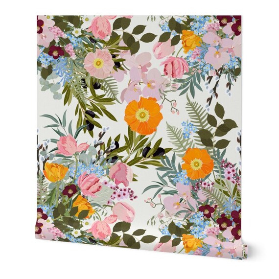 Tulips Custom Printed Removable Self Adhesive Wallpaper Roll by Spoonflower Astrid Iveta Abolina By Onesweetorange Tulips Wallpaper