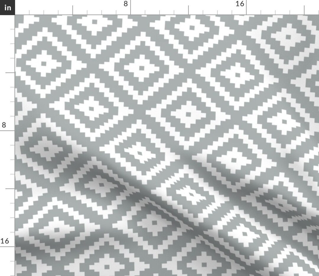 Aztec Fabric Aztec / Grey Custom Fabric by Little Arrow Design Aztec ...