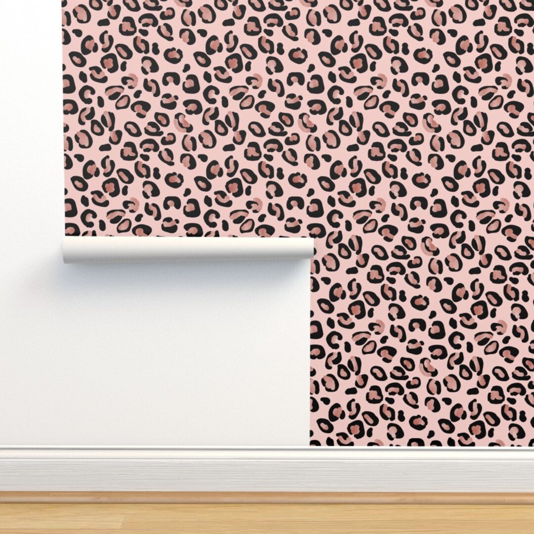 Leopard Wallpaper Leopard Rose by Paper and Frill Girly - Etsy
