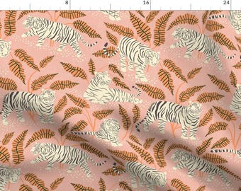 Maximalist Fabric - Malaysian Tiger Pink by scarlet_soleil -  Tiger Animal Print Whimsical Glam Big Cat Fabric by the Yard by Spoonflower