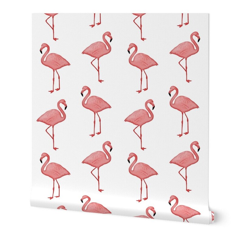 Flamingo Wallpaper Bimini Bay Flamingos by - Etsy