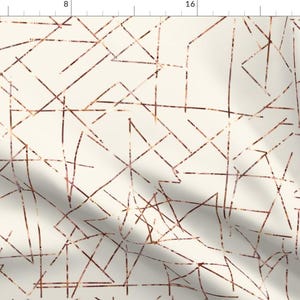 May include: A seamless pattern featuring a white background with a geometric design of thin, rose gold lines forming triangles and squares.