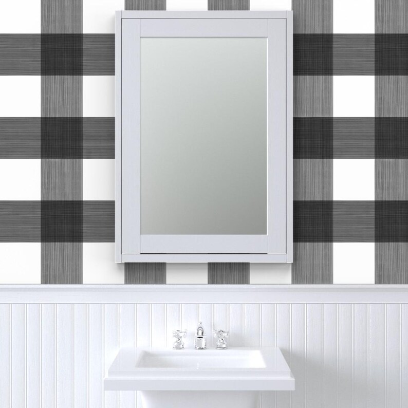 Buffalo Check Wallpaper - Black 6" Buffalo Plaid By Danika Herrick - Custom Printed Removable Self Adhesive Wallpaper Roll by Spoonflower image 8