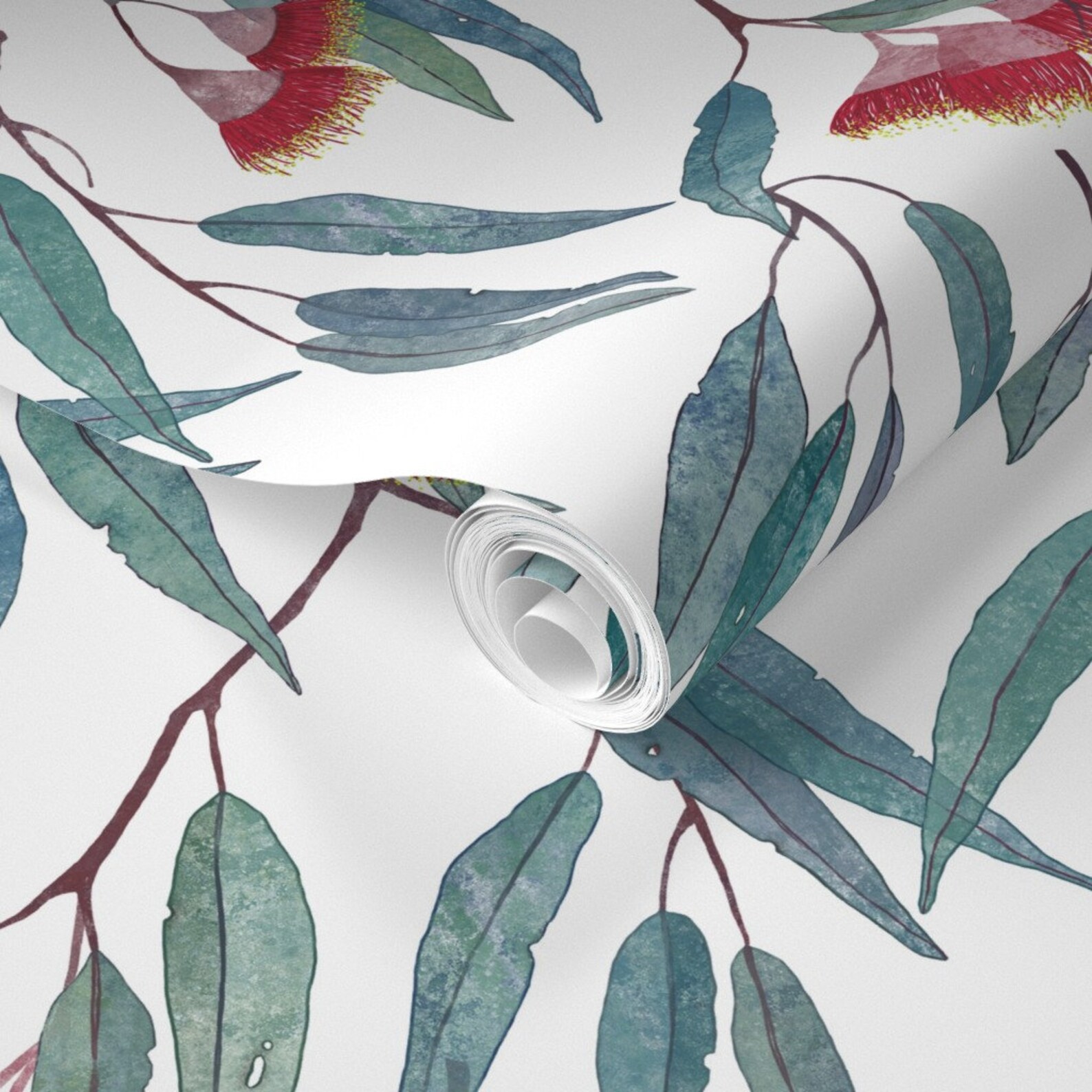 Eucalyptus Wallpaper Eucalyptus Leaves and Flowers by Lavish - Etsy