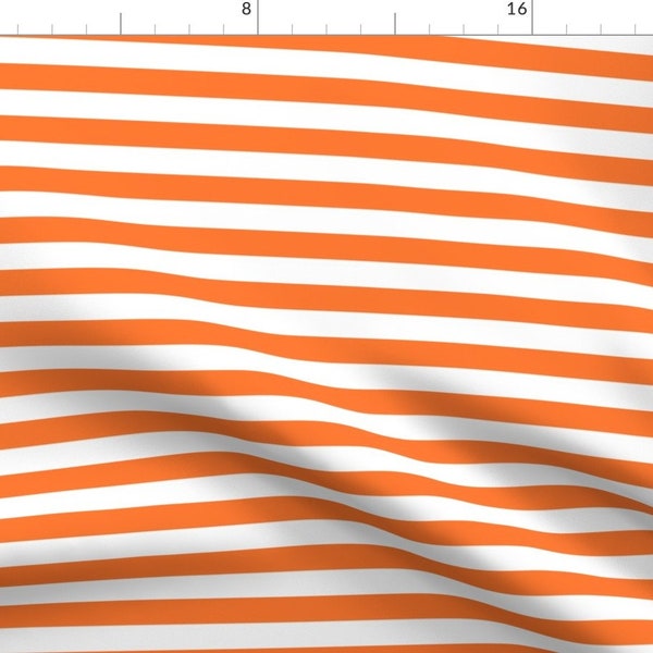 Orange And White Striped Fabric - Orange Stripes White Baby Kids Boys Fabric By Charlottewinter - Cotton Fabric By The Yard With Spoonflower