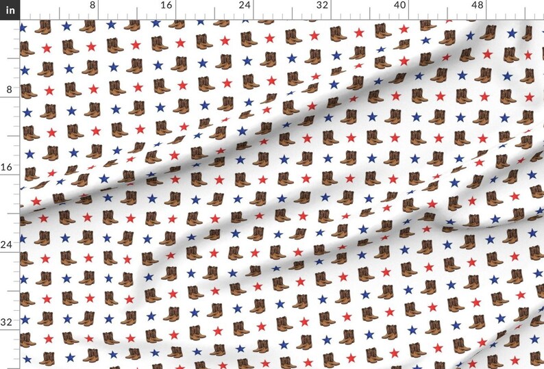 Boots Fabric - Cowboy Boots Red Blue Stars By Littlearrowdesign - Cowgirl Boot Country America Cotton Fabric By The Yard With Spoonflower Bild 2
