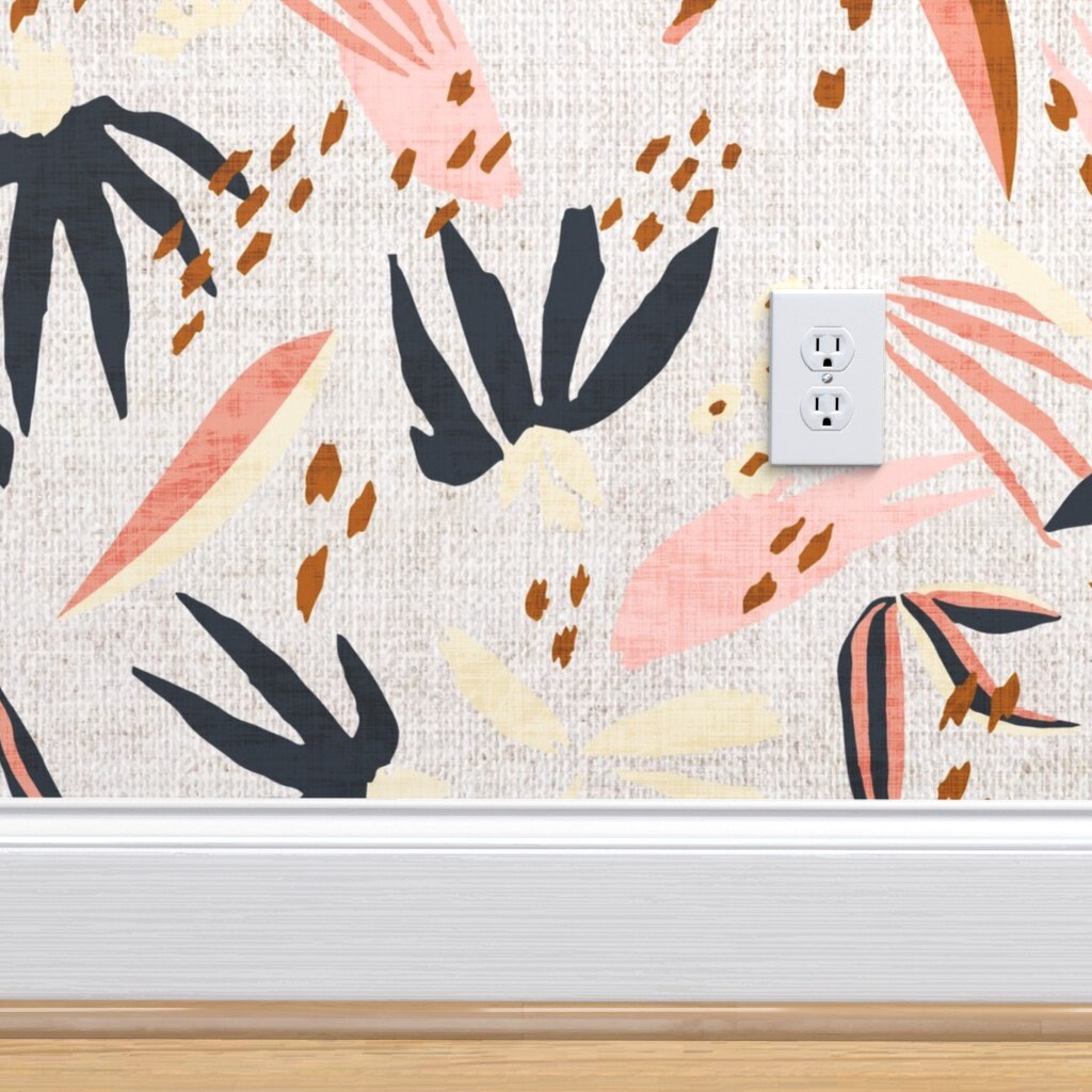 Boho Botanicals Wallpaper French Linen Boho Adobo by Holli | Etsy