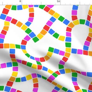 Rainbow Game Board Fabric - Neverending Game Board Colors On White By Weavingmajor - Game Board Cotton Fabric By The Yard With Spoonflower