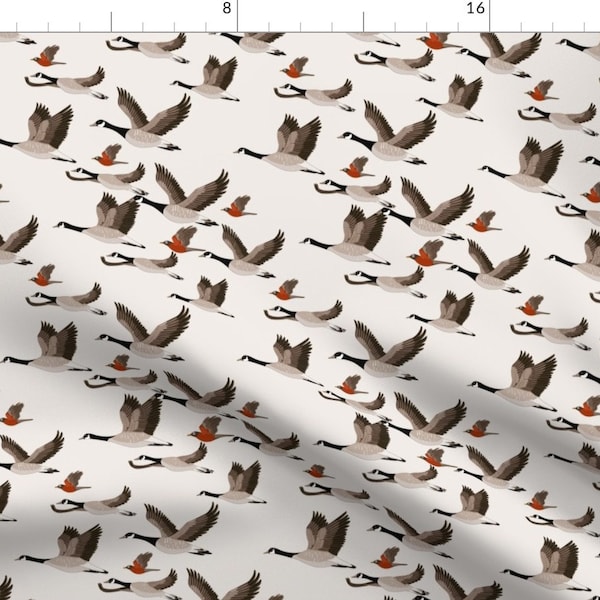 Geese Fabric - Gueth Migratory Birds Half Size By Juditgueth - Hunting Geese Animal Nursery Decor Cotton Fabric By The Yard With Spoonflower