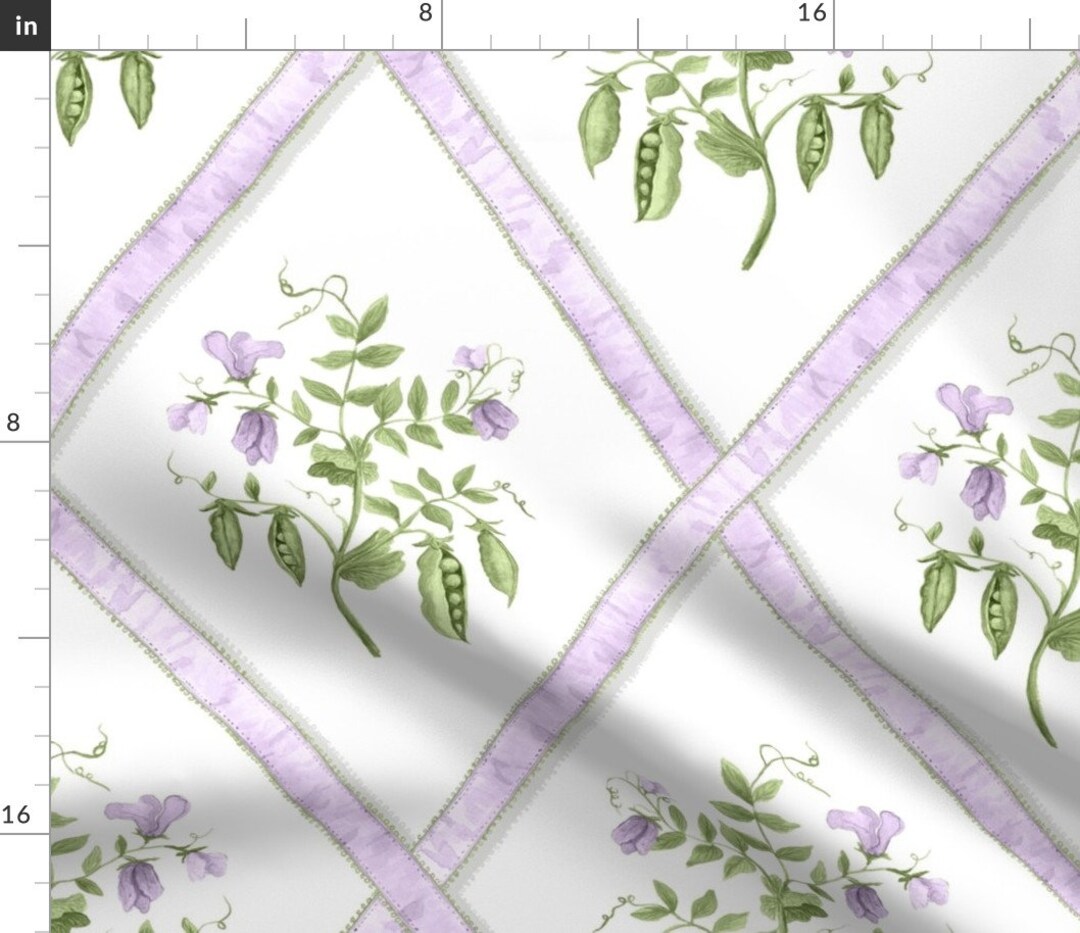Lavender Trellis Fabric Sweet Peas by Danika_herrick Peas Etsy