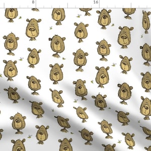 Bear Fabric by the yard - I Just Can&#39;T Bear It By Mulberry Tree - Woodland Bear on White Cotton Fabric By The Yard With Spoonflower