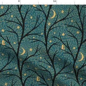 Halloween Fabric - Spooky Night by scarlet_soleil - Night Sky Dark Forest Gothic Spooky Autumn Fall Fabric by the Yard by Spoonflower