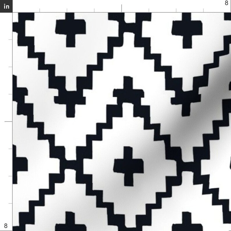 Black & White Modern Fabric Southwest Diamond Chevron Etsy