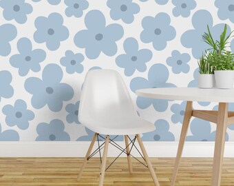 Papel pintado floral autoadhesivo - Margaritas retro estilo Y2K en tonos pastel - Decoración de pared removible - Flores escandinavas de Lulu by krisztinajung