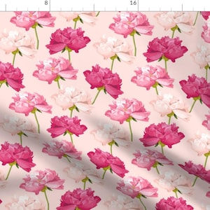 Pink Peony Wedding Florals Fabric - Peonies By Innamoreva - Peony Cotton Fabric By The Yard With Spoonflower