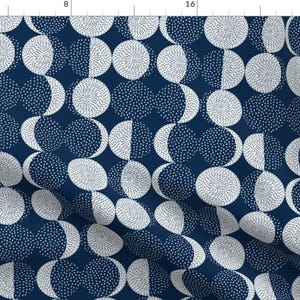 Moon Phase Fabric - Moon Phases Embroidery By Marketa Stengl - Navy Moon Phase Cotton Fabric By The Yard With Spoonflower