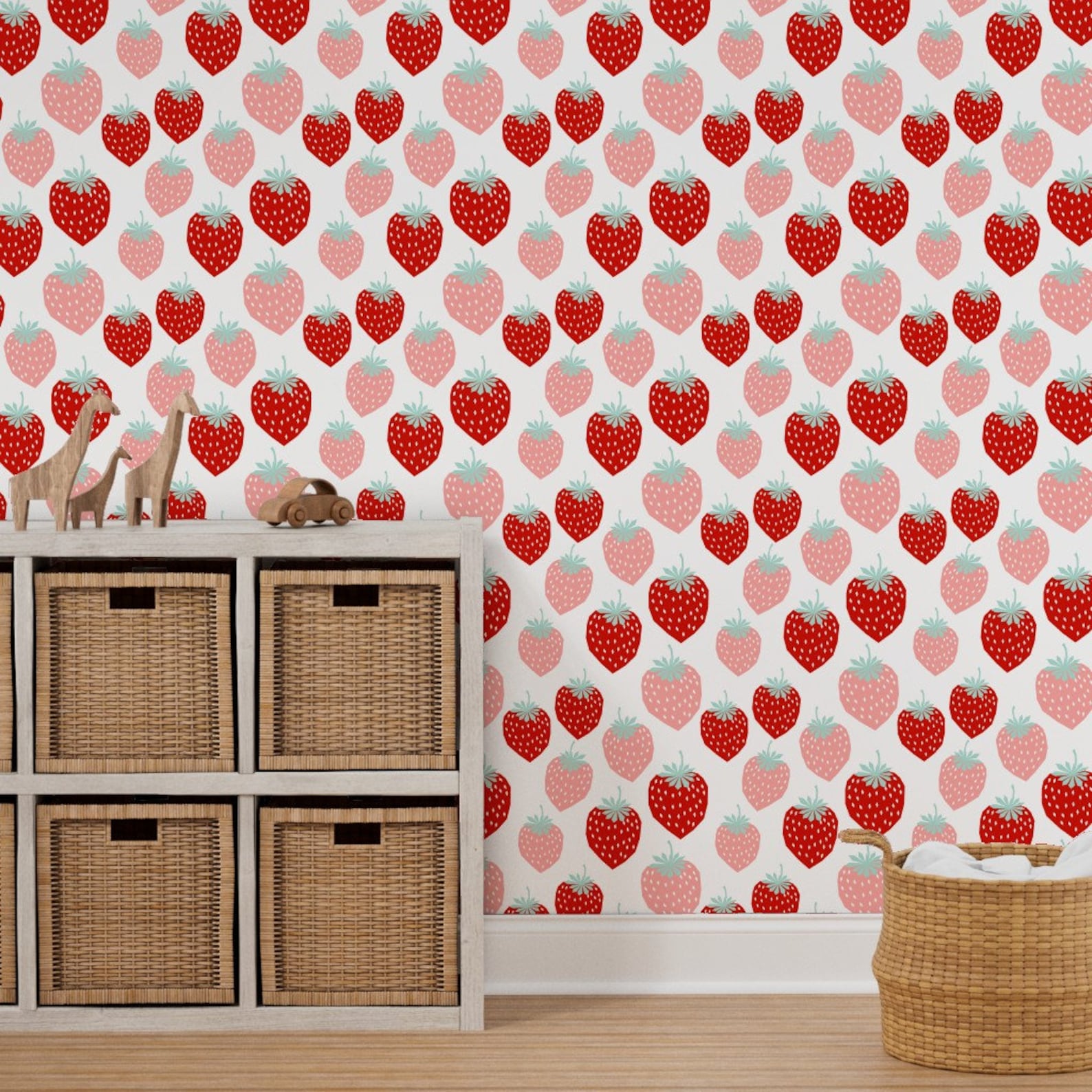 Strawberry Wallpaper Strawberries Pink Red by - Etsy