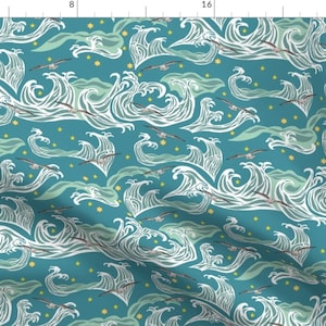Ocean Waves Fabric - Ocean Waves By Vinpauld - Summer Ocean Nursery Decor Cotton Fabric By The Yard With Spoonflower