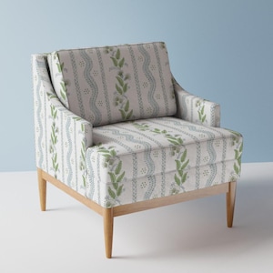 Regency Stripe Upholstery Fabric- Emma Blue And Green by danika_herrick - Watercolor Cottagecore  Fabric By The Yard With Spoonflower