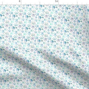 Paw Prints Fabric - Paw Prints By Emeryallardsmith - Blue White Kitten Puppy Cat Dog Pet Boy Cotton Fabric By The Yard With Spoonflower
