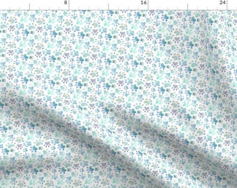 Paw Prints Fabric - Paw Prints By Emeryallardsmith - Blue White Kitten Puppy Cat Dog Pet Boy Cotton Fabric By The Yard With Spoonflower