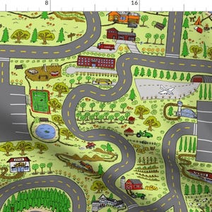 Play Mat Train Tracks Nursery Fabric - Country Roads Play Mat By M Harrison Design - Play Mat Cotton Fabric By The Yard With Spoonflower