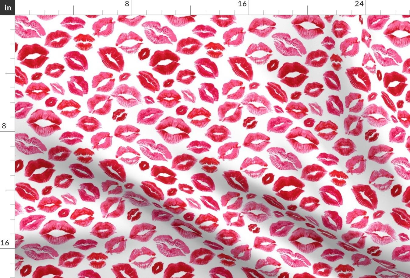 Love Lips Fabric - Love Lips // Red By Hipkiddesigns - Red and Pink Love Lip Kisses Cotton Fabric By The Yard With Spoonflower