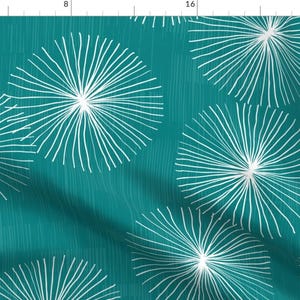 Mid Century Modern Fabric - Dandelions M+M Teal By Friztin - Mid Century Modern Teal Dandelions Cotton Fabric By The Yard With Spoonflower