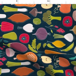 Vegetable Fabric - Fall Farmers Market By Sarah Knight - Farmers Market Veggie Food Kitchen Cotton Fabric By The Yard With Spoonflower