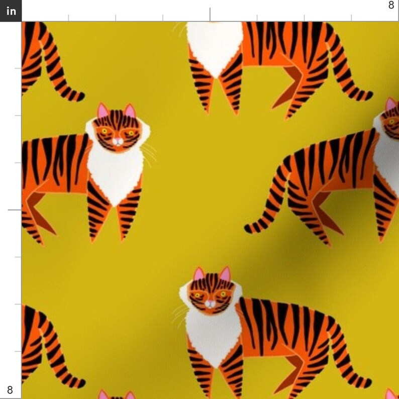 Mustard Tiger Fabric Tigers By Emilyrosethomson Tiger Etsy